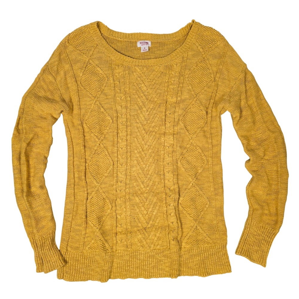 Mossimo Supply Co Womens Mustard‎ Yellow Textured Knit Pullover Sweater Small